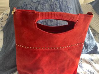 Bolso piel ante rojo bandolera y de mano