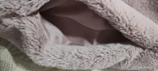 Chaquetón mujer pelo rosa palo, talla única.