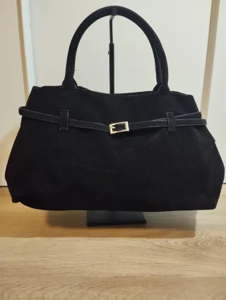 Bolso Negro Piel Sintética Hebilla