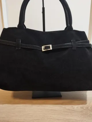 Bolso Negro Piel Sintética Hebilla