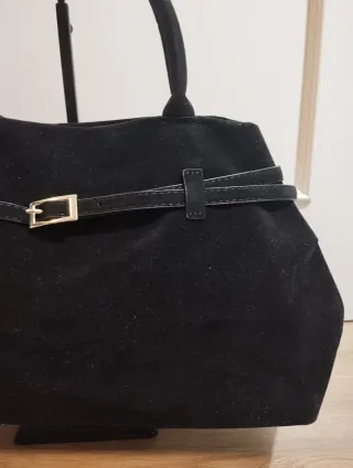Bolso Negro Piel Sintética Hebilla