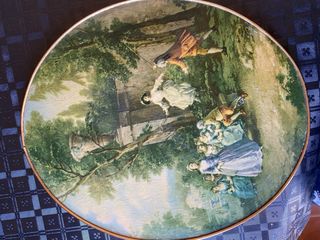 Cuadro antiguo escena goyesca sobre tablero