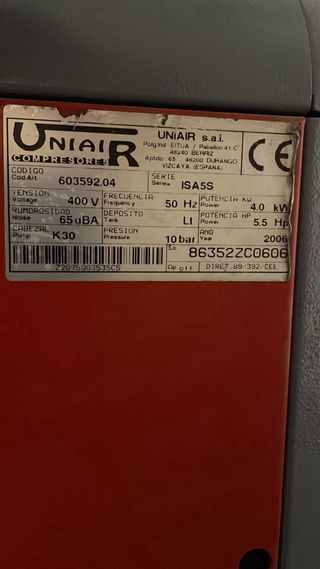 Compresor Uniair 55CV 500L (2006)