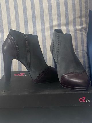 Botines EZZIO Talla 37 Gris/Burdeos