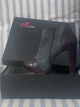 Botines EZZIO Talla 37 Gris/Burdeos