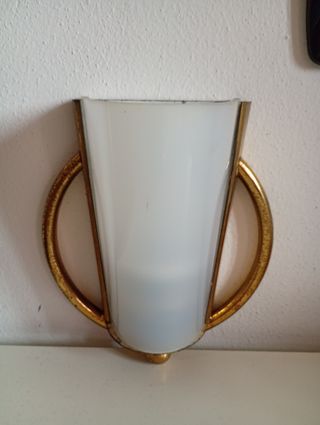 Lampada da parete anni '50 oro e bianco