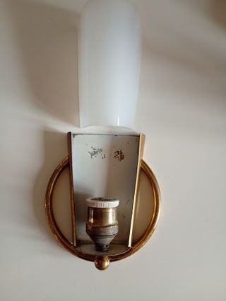 Lampada da parete anni '50 oro e bianco