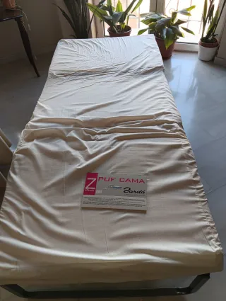 Cama Puff Plegable Parda