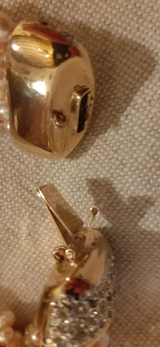 Orologio bracciale perle e strass oro