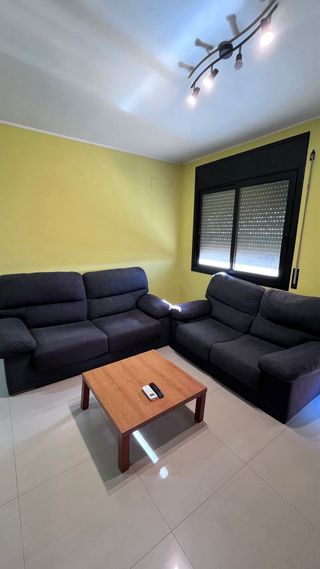 Sofá de tela gris de 2 plazas