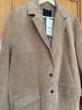 Chaqueta Zara Cuero Ante Marrón