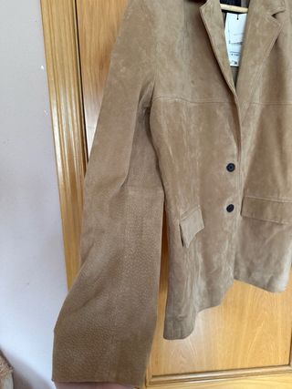 Chaqueta Zara Cuero Ante Marrón