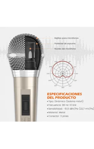 Micrófono Dinámico TALIMEN Profesional Cableado