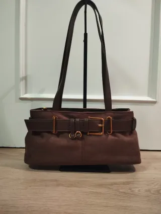 Bolso marrón con hebilla dorada