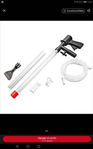 Strumento per pulizia ghiaia e raschietto per acquari con azionamento pneumatico