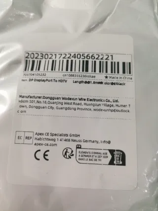 Cable Mini Displayport a HDMI abierto pero sin uso