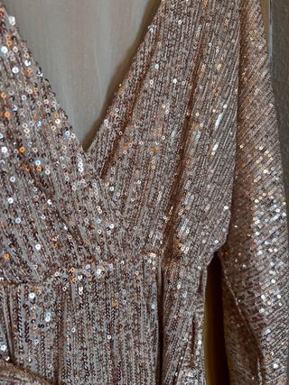 Vestido lentejuelas dorado y rosa