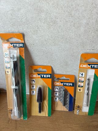 Lote 4 brocas/fresas DEXTER nuevas en blister