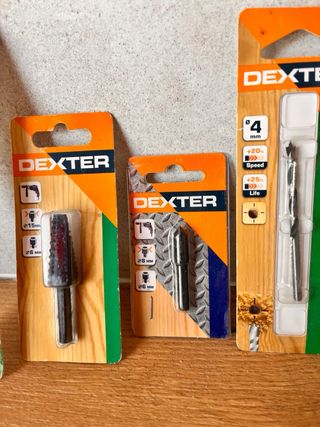 Lote 4 brocas/fresas DEXTER nuevas en blister