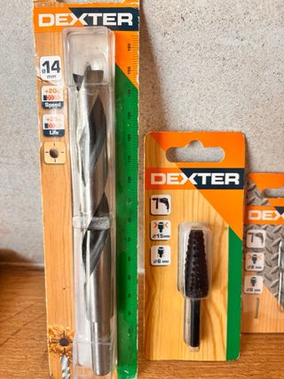 Lote 4 brocas/fresas DEXTER nuevas en blister