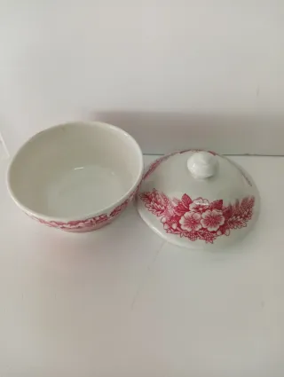 AZUCARERO PORCELANA BROADHURST ROJO Y BLANCO