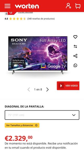TV Sony Bravia XR 75X90K Full Array LED
