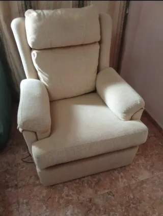 Poltrona relax beige in tessuto