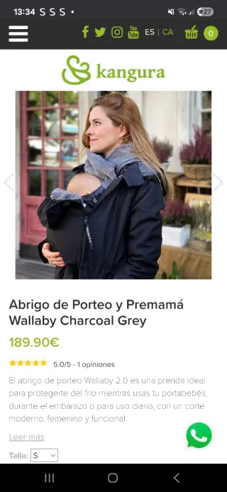 Anorak portabebés negro y gris