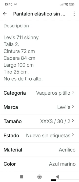 Pantalón pitillo Levi's azul