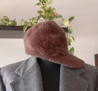 Gorra vintage de angora marrón chocolate