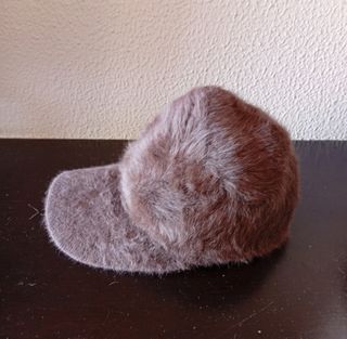 Gorra vintage de angora marrón chocolate