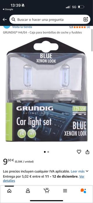 GRUNDIG H4/E4 - Caja para bombillas de coche