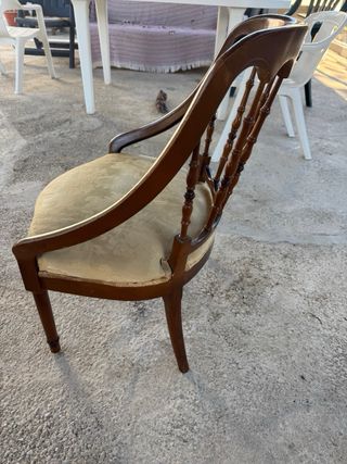 Silla baja vintage tela y madera