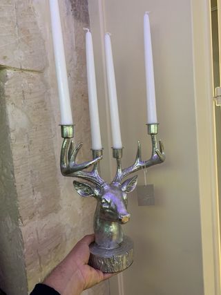 Portacandele Cervo Argento