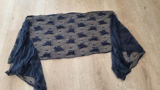 Stola sciarpa pizzo ramage blu