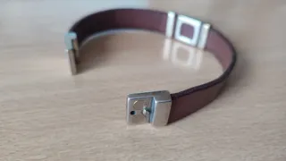 Pulsera Zamak Hombre Cuero Marrón