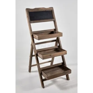 Escalera expositor madera con pizarra