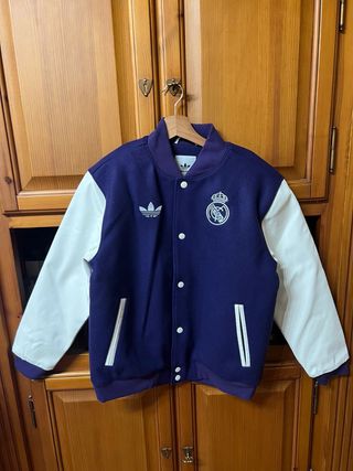 Chaqueta Bomber Real Madrid Adidas Morado Blanco