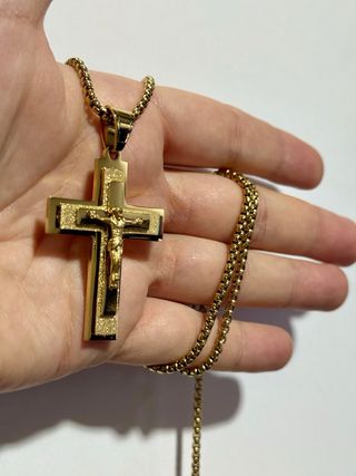 Collana croce Gesù 60cm – stile veneziano acciaio