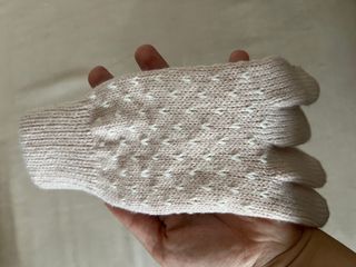 Guantes de punto SIX beige/blanco