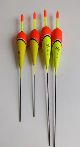 4 Flotadores Pesca Amarillos y Naranjas