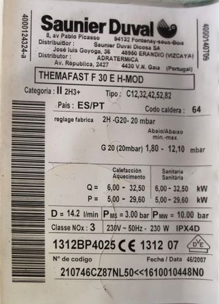 Caldera Gas Saunier Duval Cambio por aerotermía