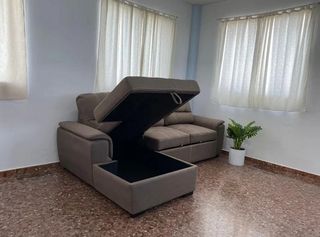 Sofá Cama Beige/Marrón Fácil Limpieza + Envio