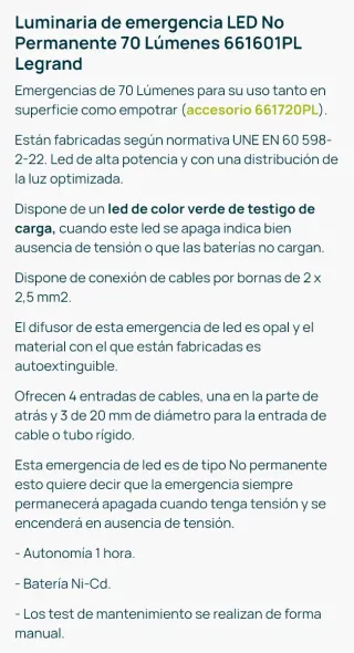Luz de emergencia Legrand blanca