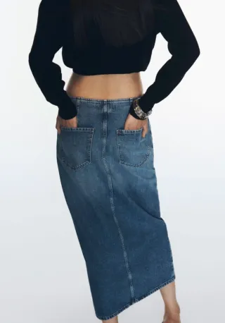 Falda midi vaquera Zara cremallera