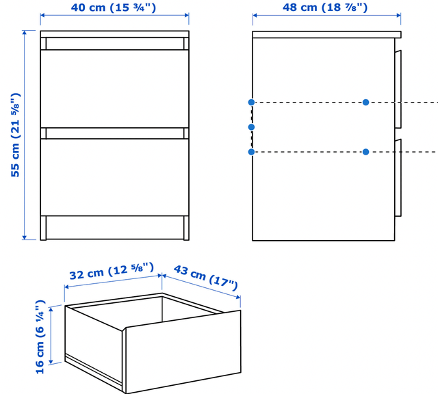 Comodino Malm Ikea Nero