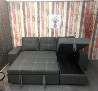 Sofá Cama Gris Piel Sintética - Envio gratis