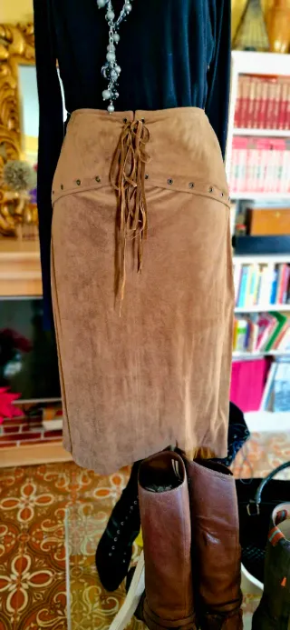 Falda midi Nobuk cordones corsé Talla/42/44