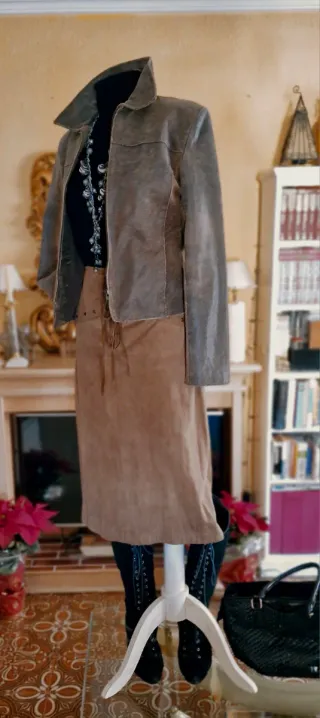 Falda midi Nobuk cordones corsé Talla/42/44