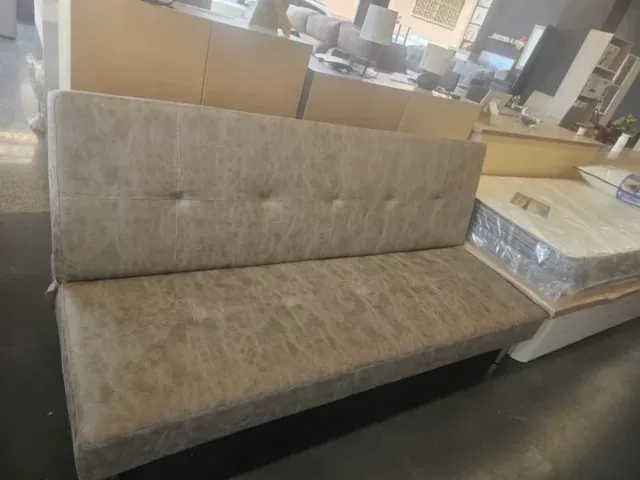 Sofá Cama Plegable Beige Cuero